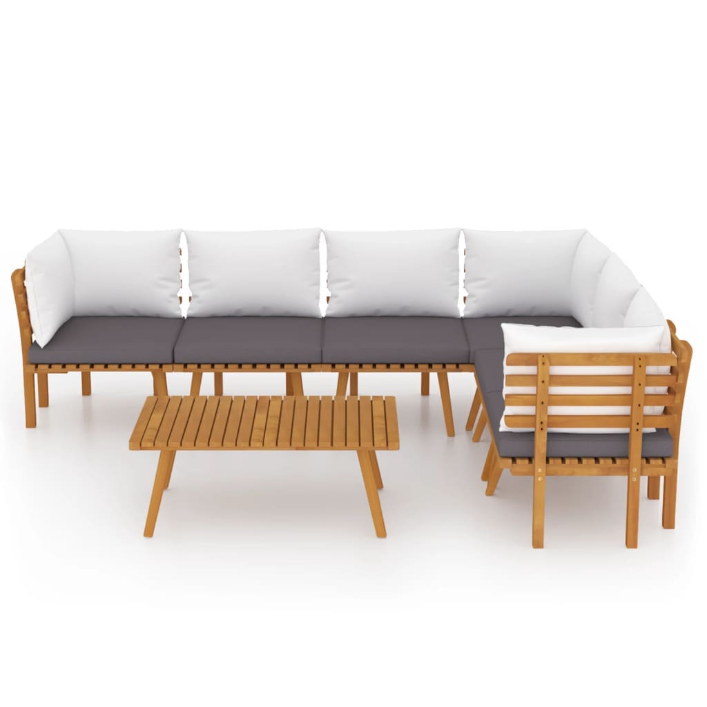 vidaXL 7-tlg. Garten-Lounge-Set mit Kissen Massivholz Akazie