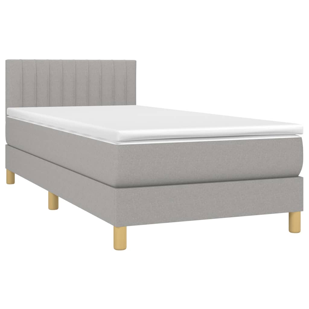 vidaXL Boxspringbett mit Matratze Hellgrau 100x200 cm Stoff