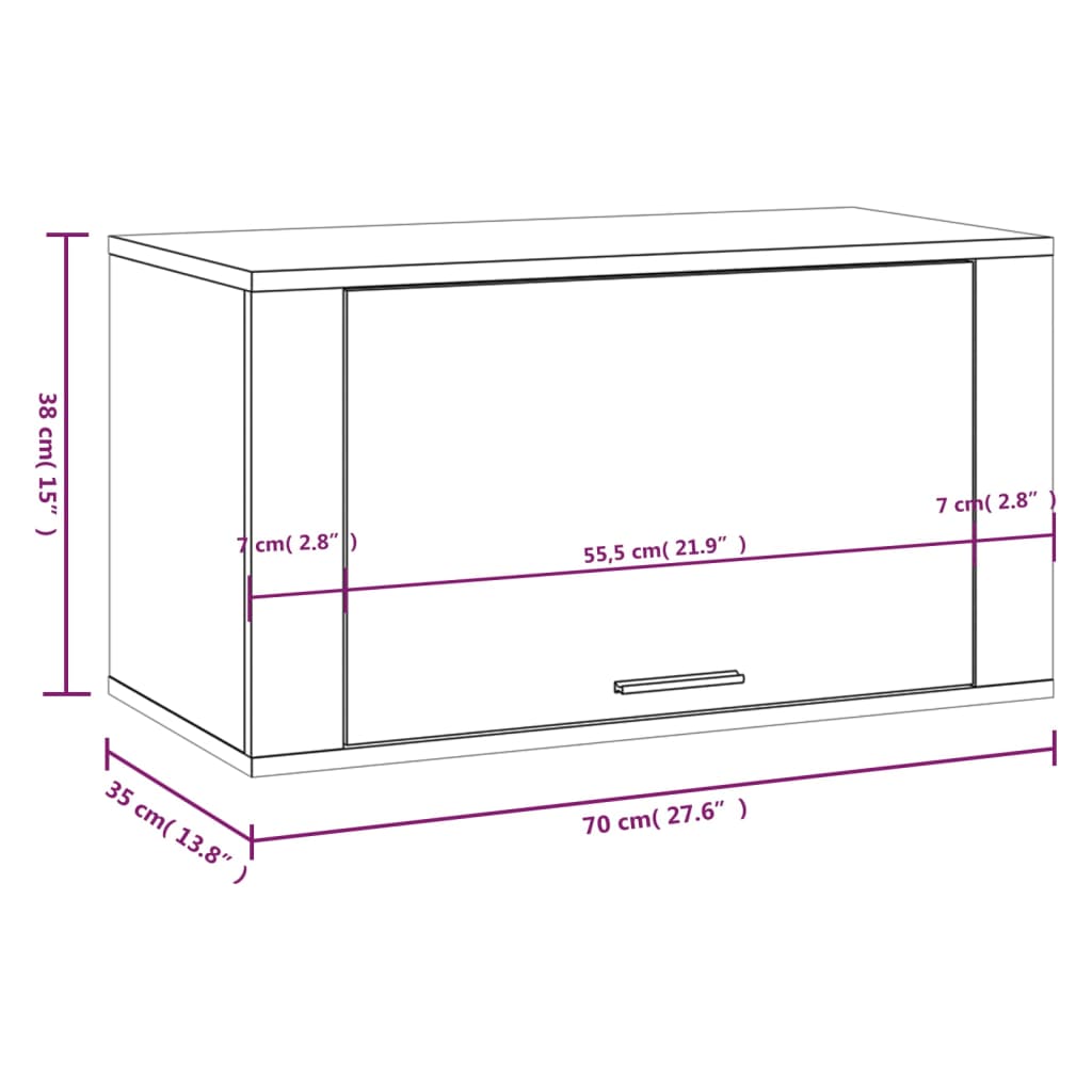 vidaXL Wand-Schuhschrank Braun Eichen-Optik 70x35x38 cm Massivholz