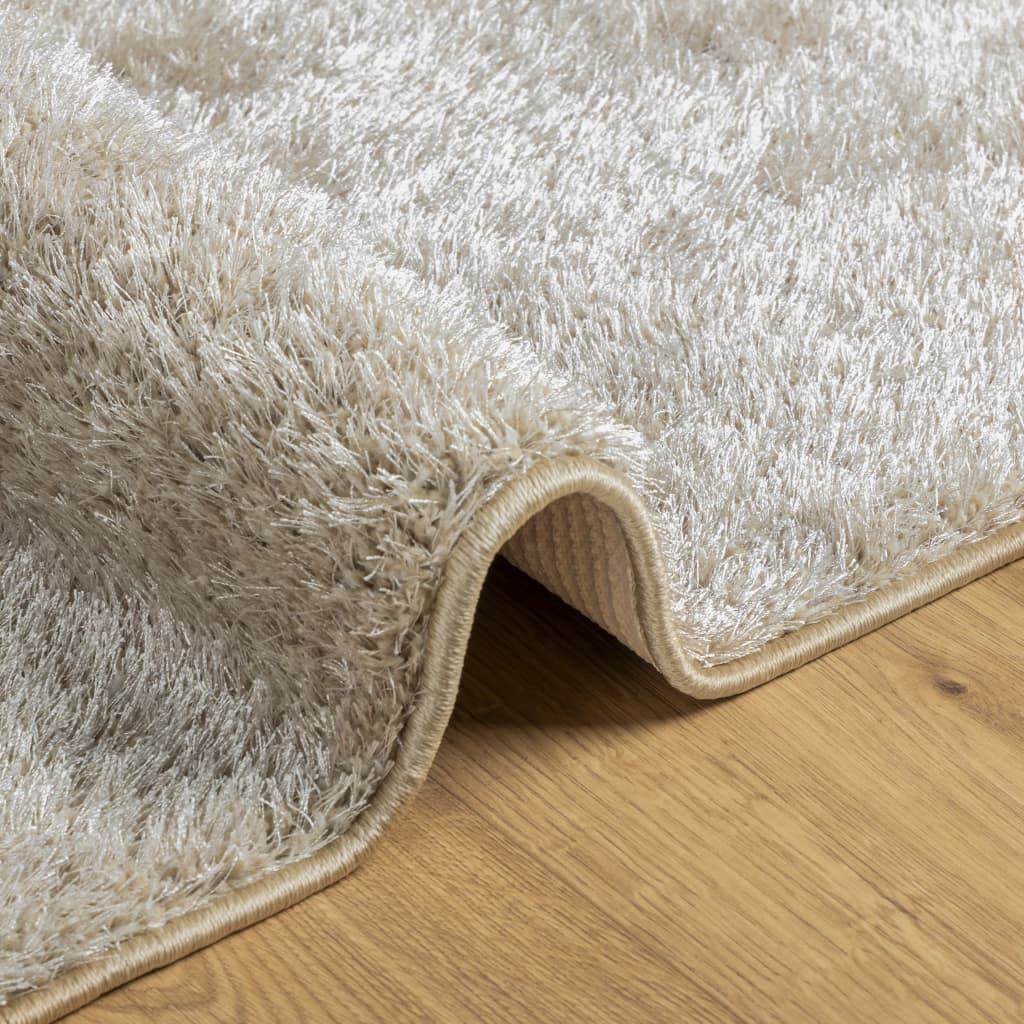 vidaXL Teppich ISTAN Hochflor Glänzend Beige 140x200 cm