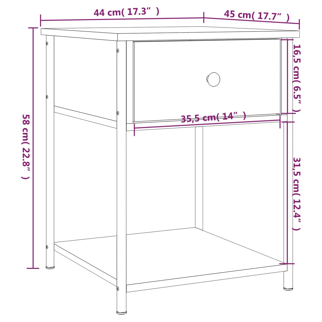 vidaXL Nachttisch Schwarz 44x45x58 cm Holzwerkstoff