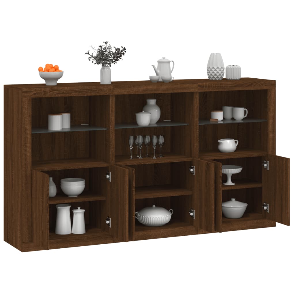 vidaXL Sideboard mit LED-Leuchten Braun Eichen-Optik 181,5x37x100 cm