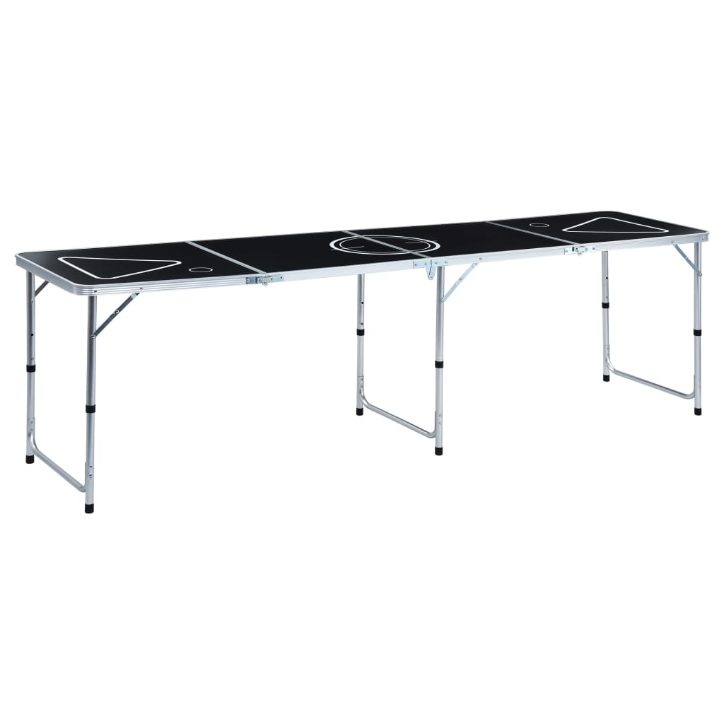 vidaXL Klappbarer Bier-Pong-Tisch 240 cm Schwarz