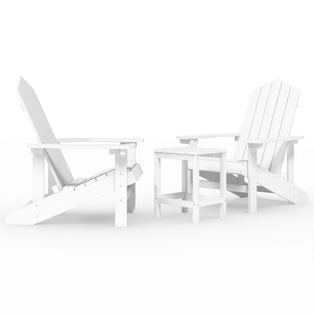 vidaXL Adirondack-Gartenstühle mit Tisch HDPE Weiß