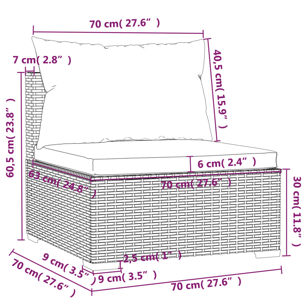 vidaXL 4-tlg. Garten-Lounge-Set mit Auflagen Poly Rattan Schwarz