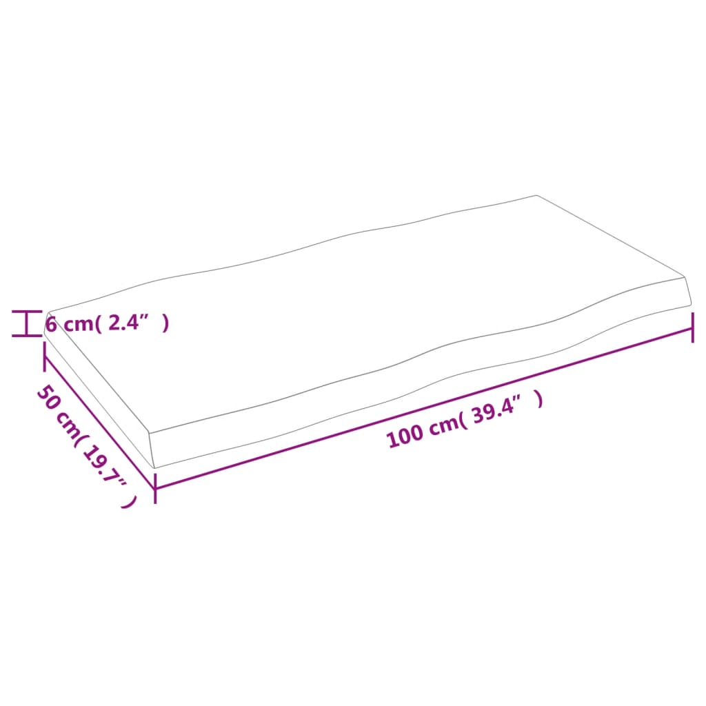 vidaXL Tischplatte 100x50x(2-6) cm Massivholz Behandelt Baumkante