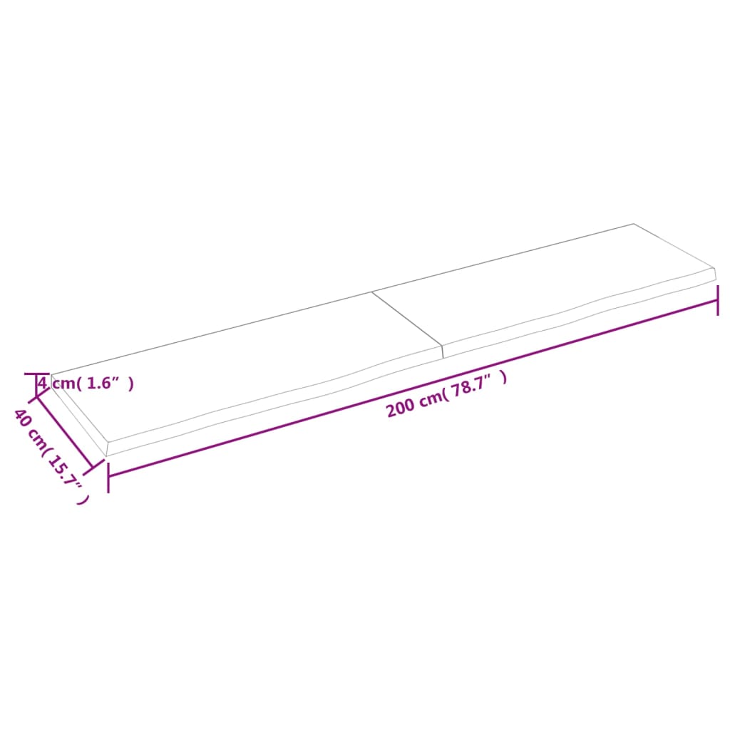 vidaXL Waschtischplatte Dunkelbraun 200x40x(2-4)cm Massivholz