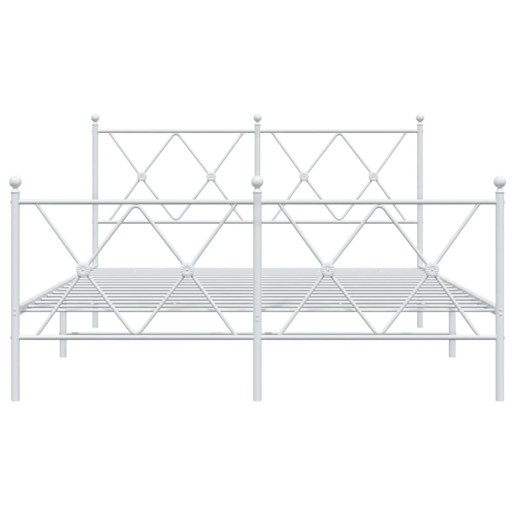 vidaXL Bettgestell mit Kopf- und Fußteil Metall Weiß 140x200 cm