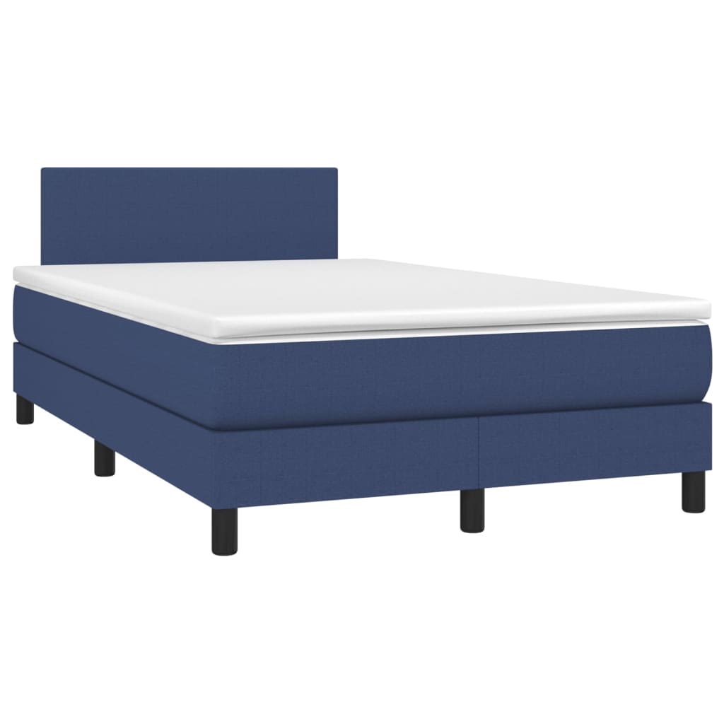 vidaXL Boxspringbett mit Matratze & LED Blau 120x200 cm Stoff