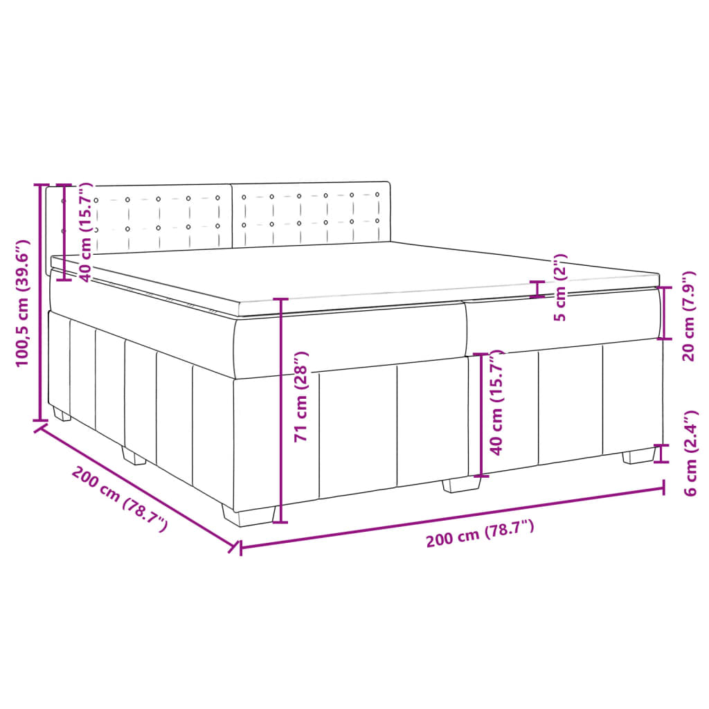 vidaXL Boxspringbett mit Matratze Dunkelbraun 200x200 cm Stoff