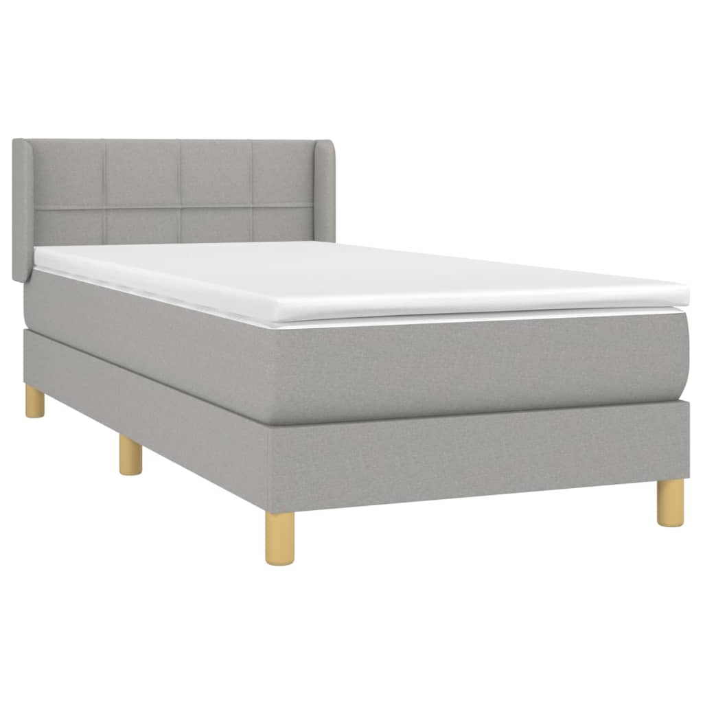 vidaXL Boxspringbett mit Matratze Hellgrau 90x200 cm Stoff