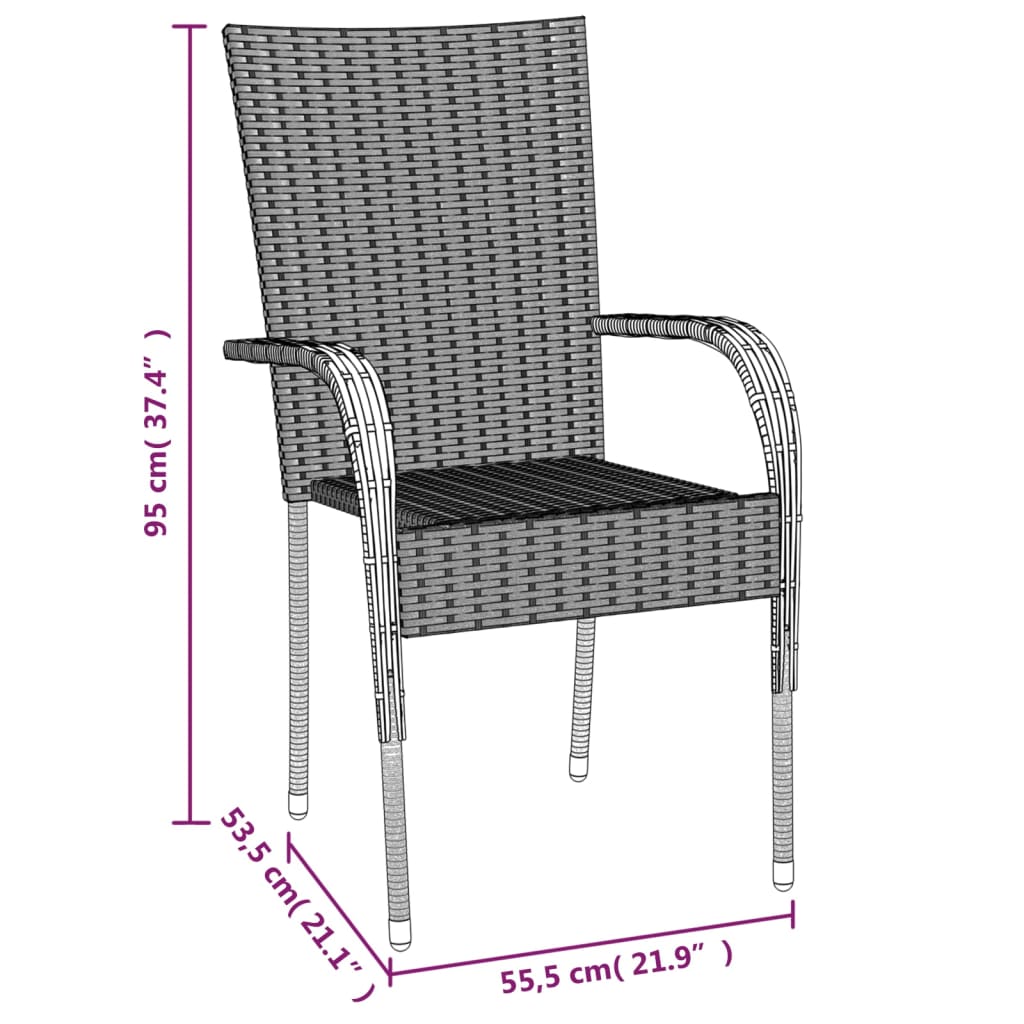 vidaXL 7-tlg. Garten-Essgruppe Grau Poly Rattan