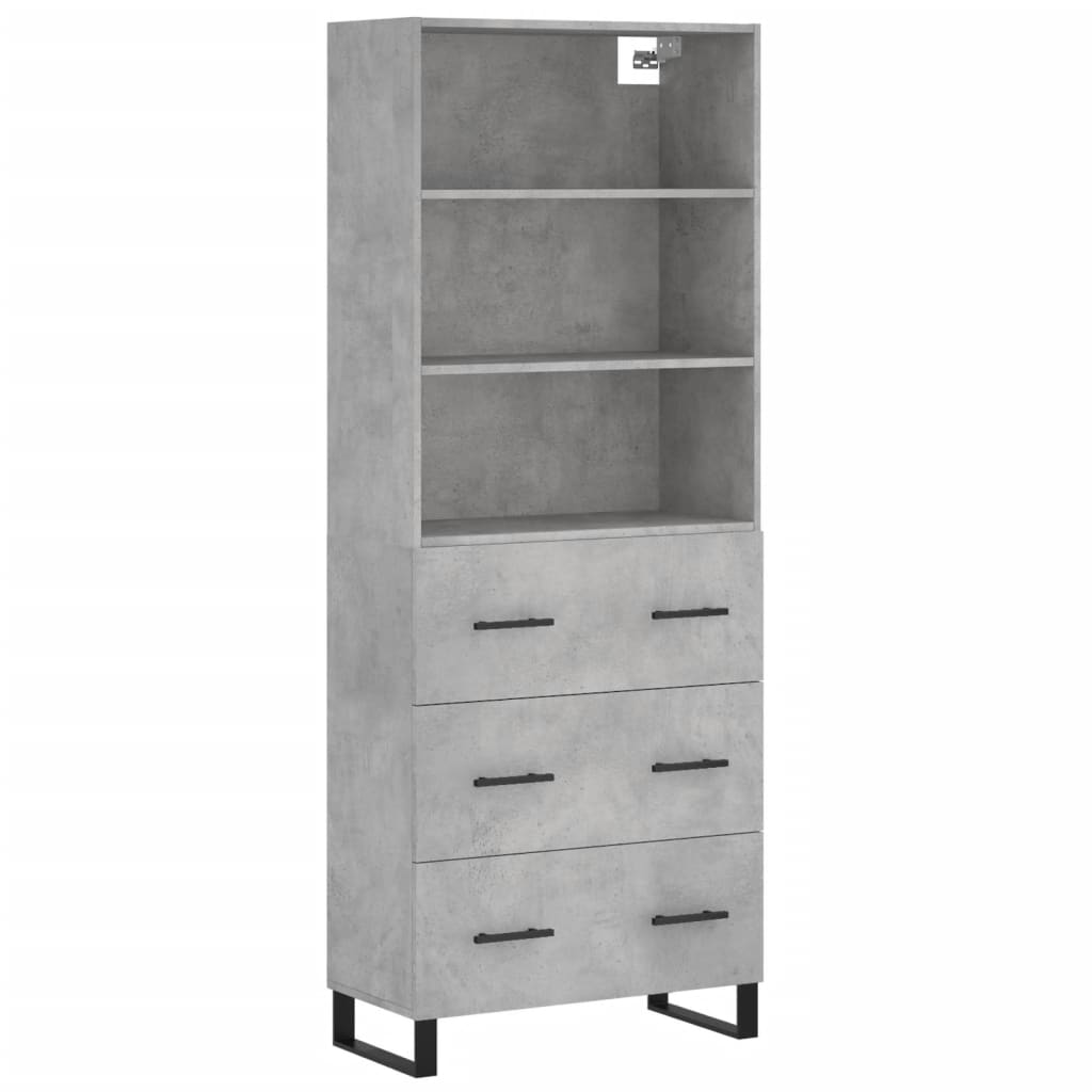 vidaXL Highboard Betongrau 69,5x34x180 cm Holzwerkstoff