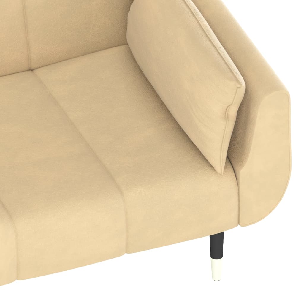 vidaXL Schlafsofa 2-Sitzer mit 2 Kissen Creme Samt