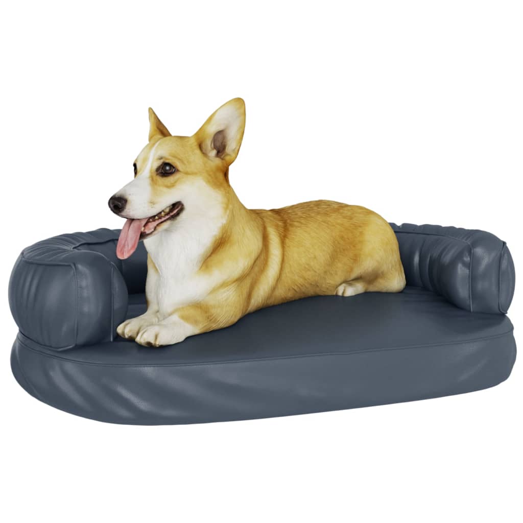 vidaXL Hundebett Ergonomisch Schaumstoff Dunkelblau 75x53cm Kunstleder