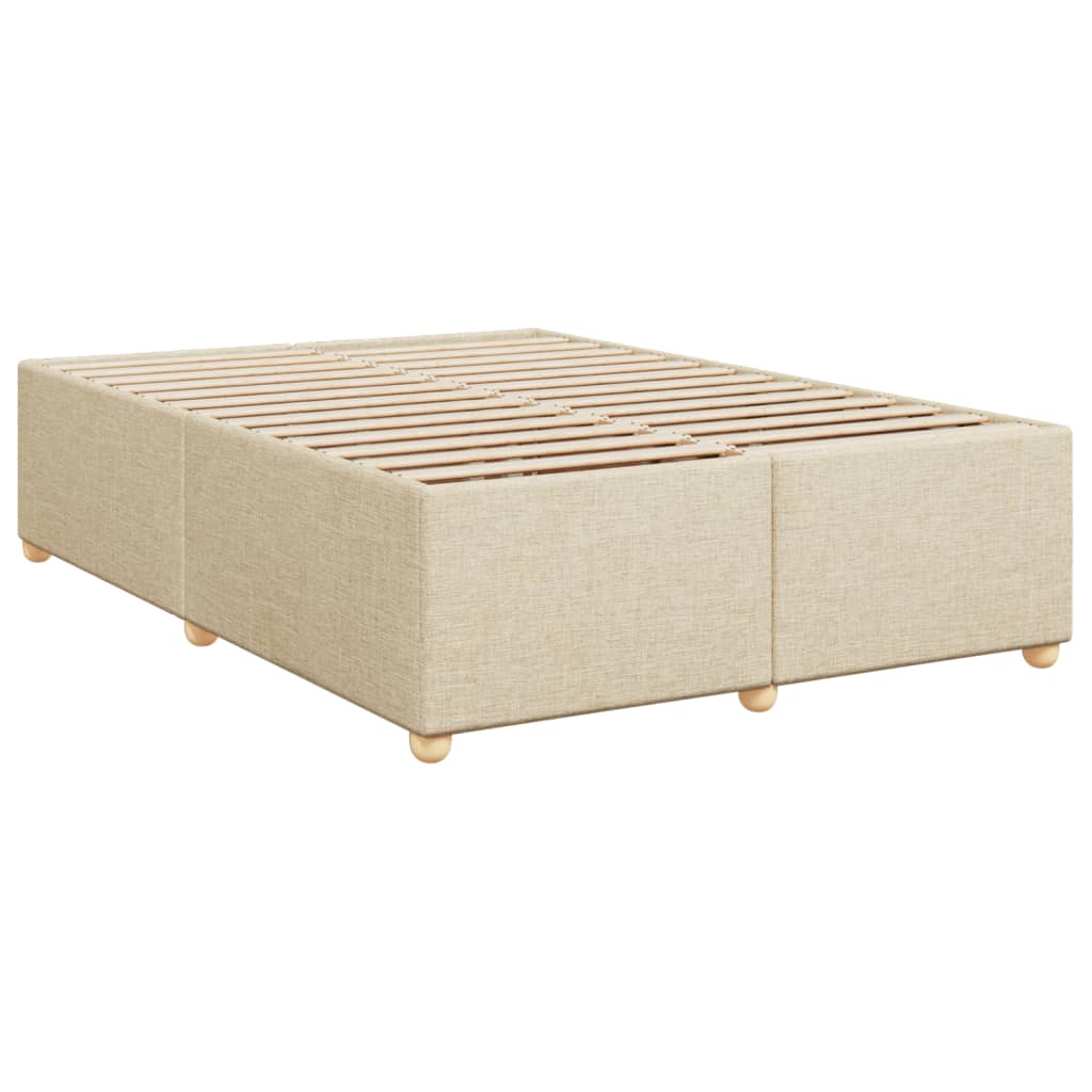 vidaXL Boxspringbett mit Matratze Creme 160x200 cm Stoff