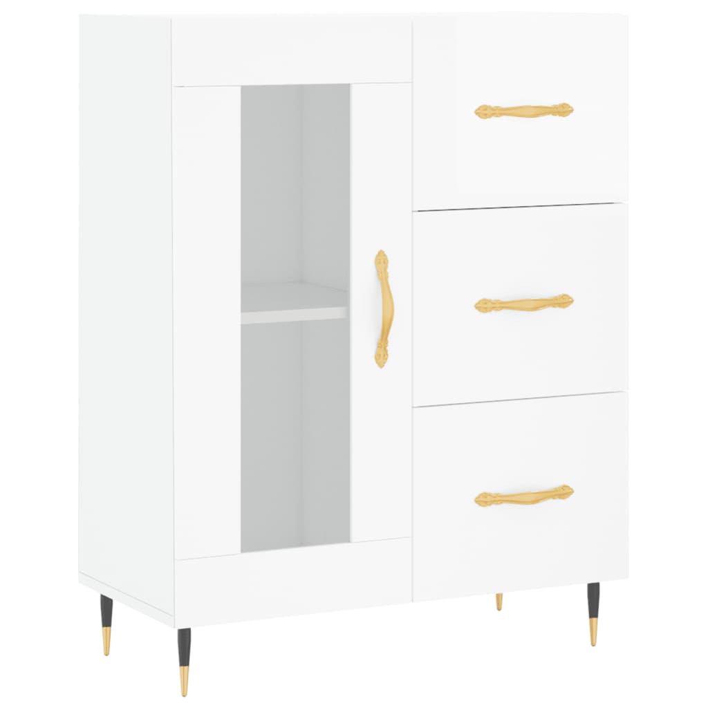 vidaXL Highboard Hochglanz-Weiß 69,5x34x180 cm Holzwerkstoff