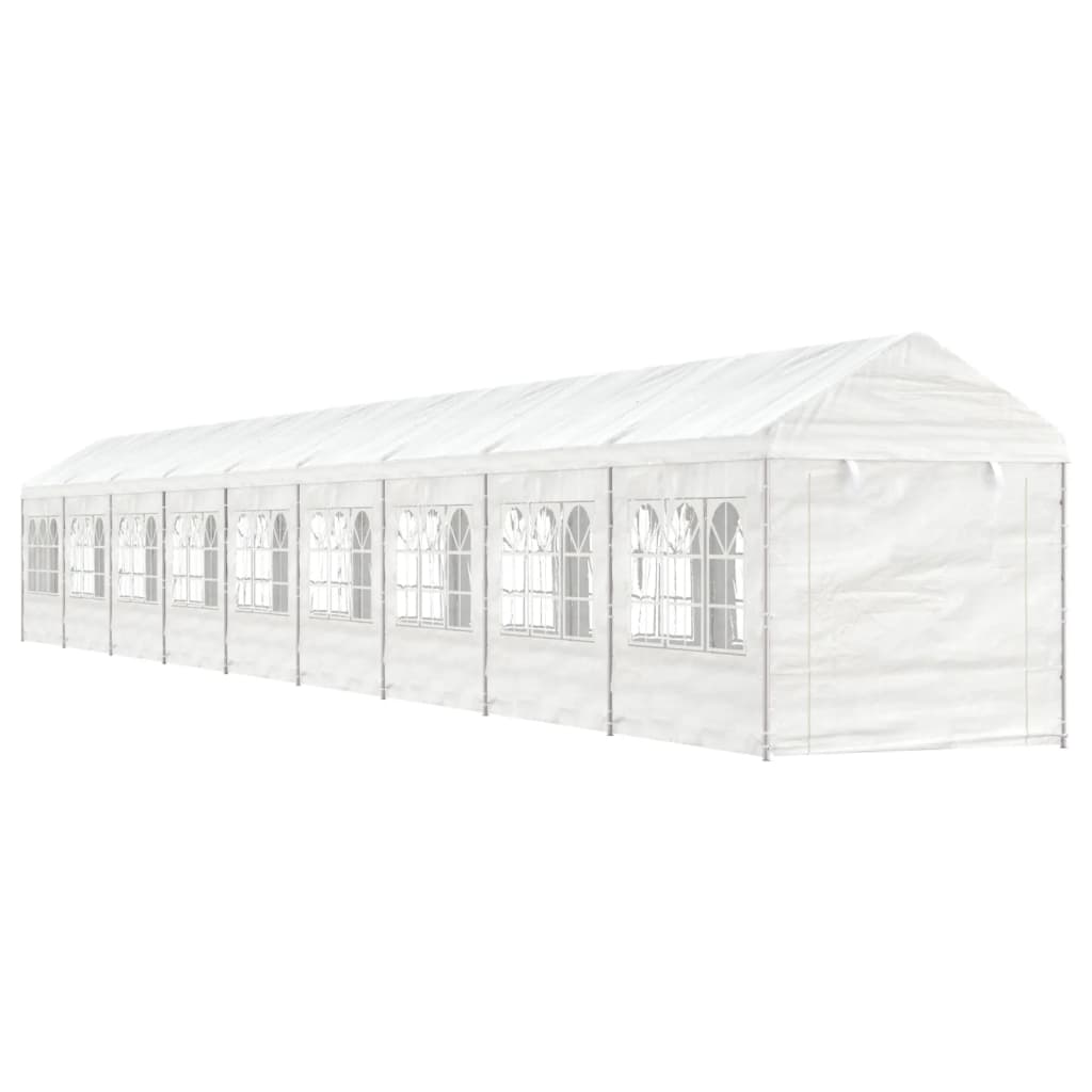 vidaXL Pavillon mit Dach Weiß 20,07x2,28x2,69 m Polyethylen