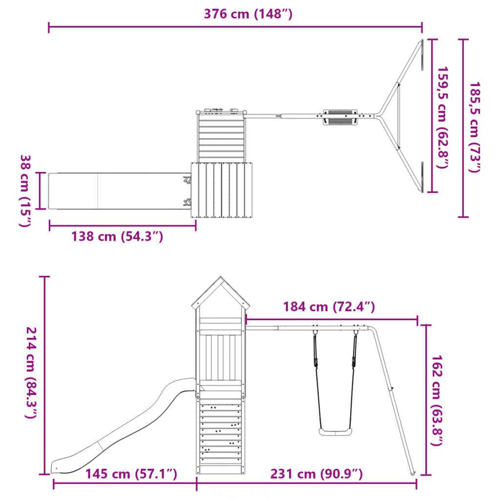 vidaXL Spielturm Massivholz Douglasie