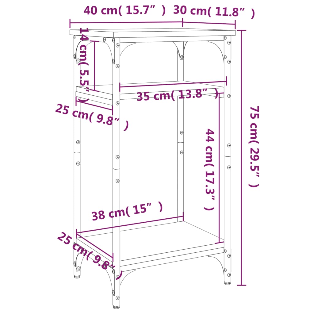 vidaXL Beistelltisch Schwarz 40x30x75 cm Holzwerkstoff