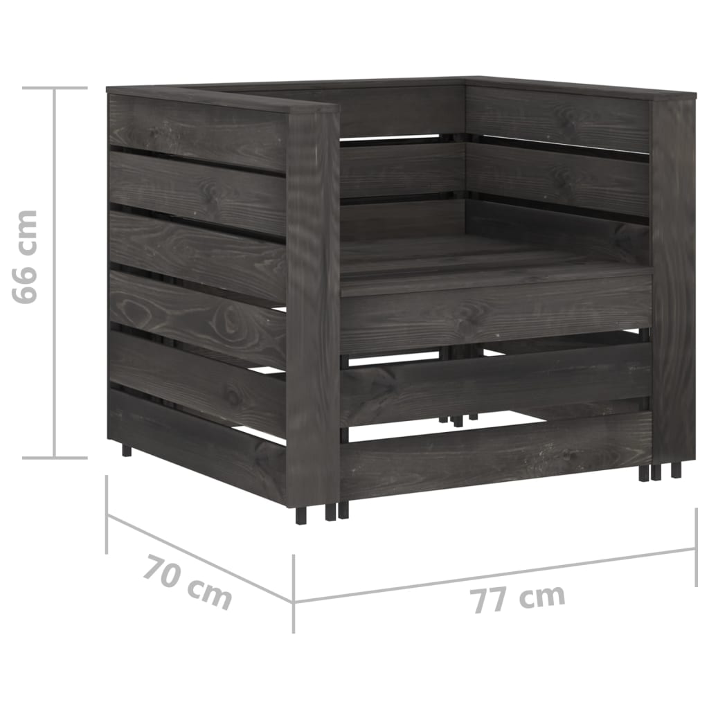 vidaXL 6-tlg. Garten-Lounge-Set Grau Imprägniertes Kiefernholz