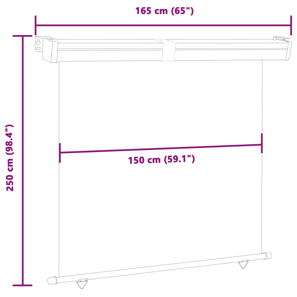 vidaXL Balkon-Seitenmarkise 165x250 cm Creme