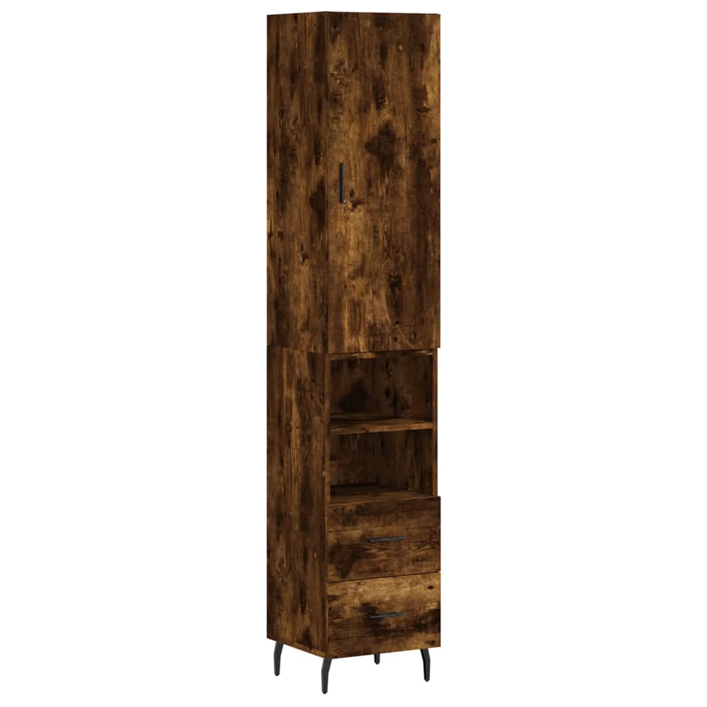 vidaXL Highboard Räuchereiche 34,5x34x180 cm Holzwerkstoff