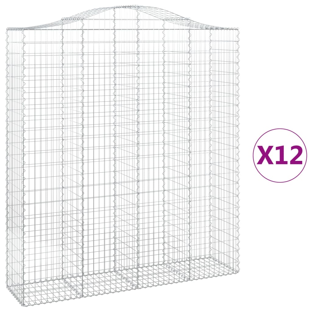 vidaXL Gabionen mit Hochbogen 12Stk. 200x50x220/240cm Verzinktes Eisen