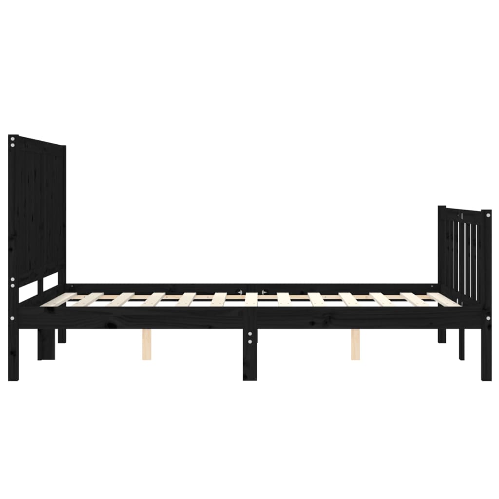 vidaXL Massivholzbett mit Kopfteil Schwarz 140x190 cm