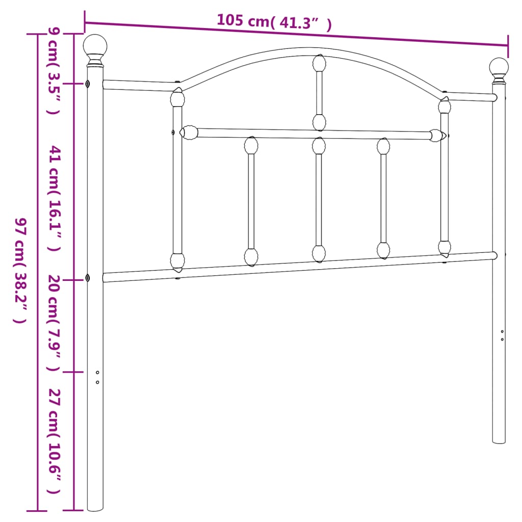 vidaXL Kopfteil Metall Schwarz 100 cm