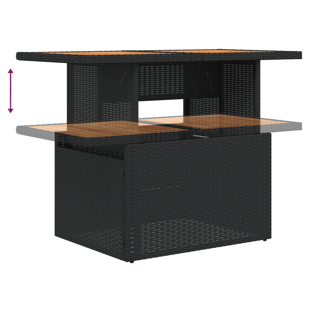 vidaXL 11-tlg. Garten-Sofagarnitur mit Kissen Schwarz Poly Rattan