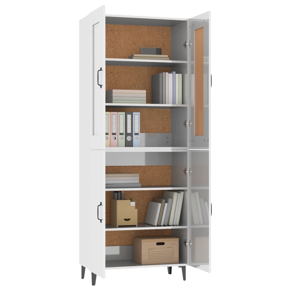 vidaXL Highboard Hochglanz-Weiß 70x34x180 cm Holzwerkstoff