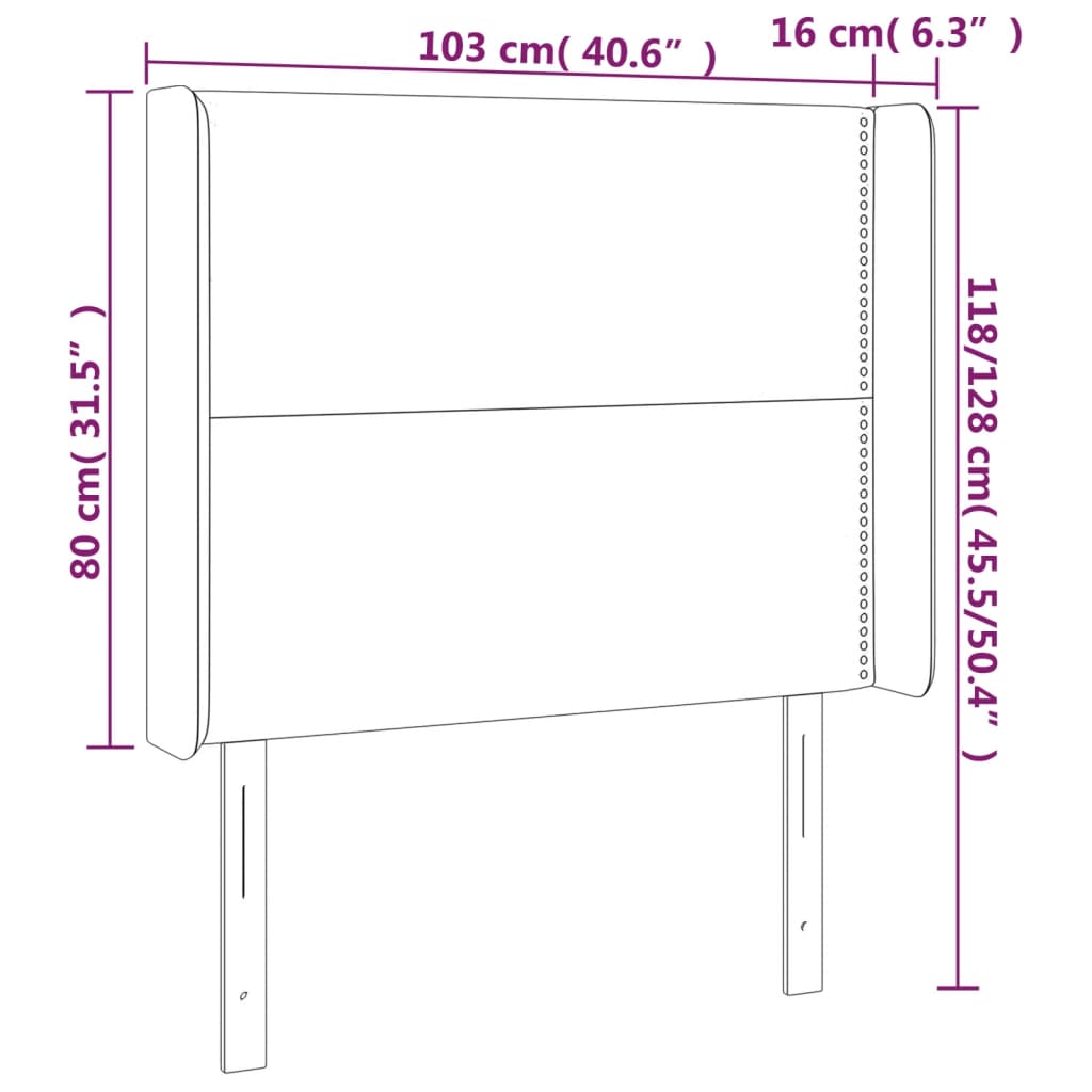 vidaXL Kopfteil mit Ohren Dunkelgrün 103x16x118/128 cm Samt