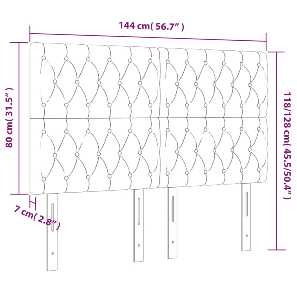 vidaXL LED Kopfteil Grün 144x7x118/128 cm Stoff