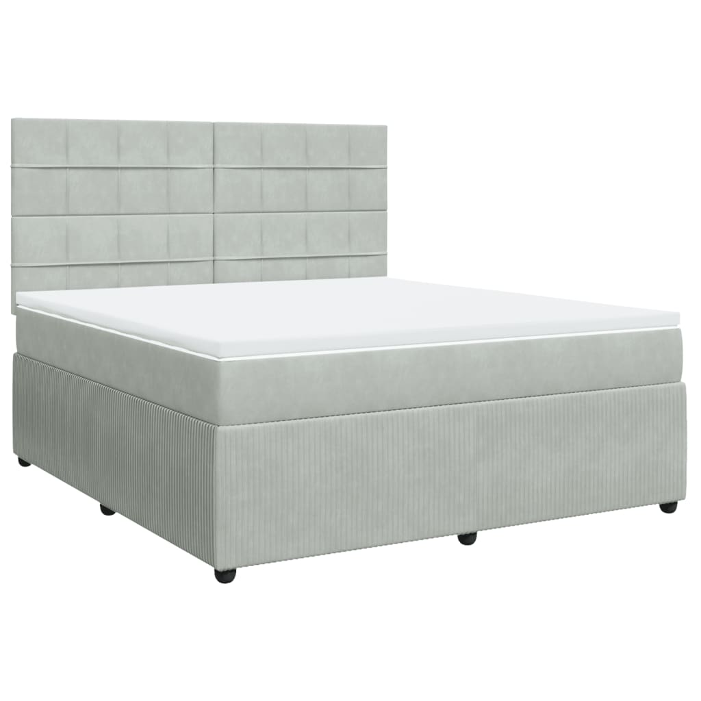 vidaXL Boxspringbett mit Matratze Hellgrau 180x200 cm Samt