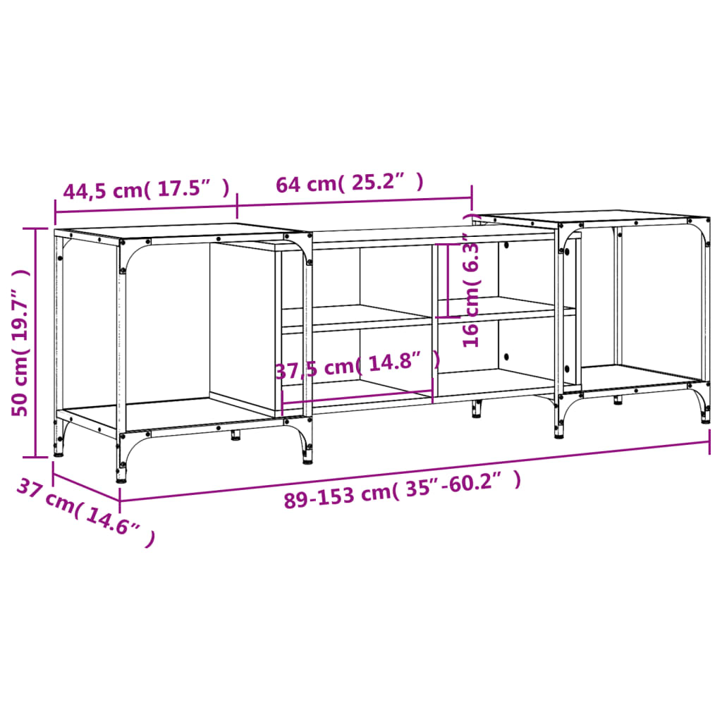 vidaXL TV-Schrank Schwarz 153x37x50 cm Holzwerkstoff