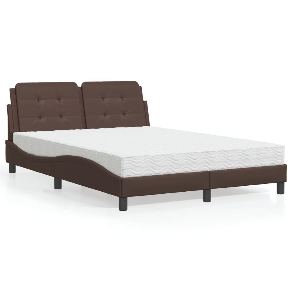 vidaXL Bett mit Matratze Braun 140x200 cm Kunstleder