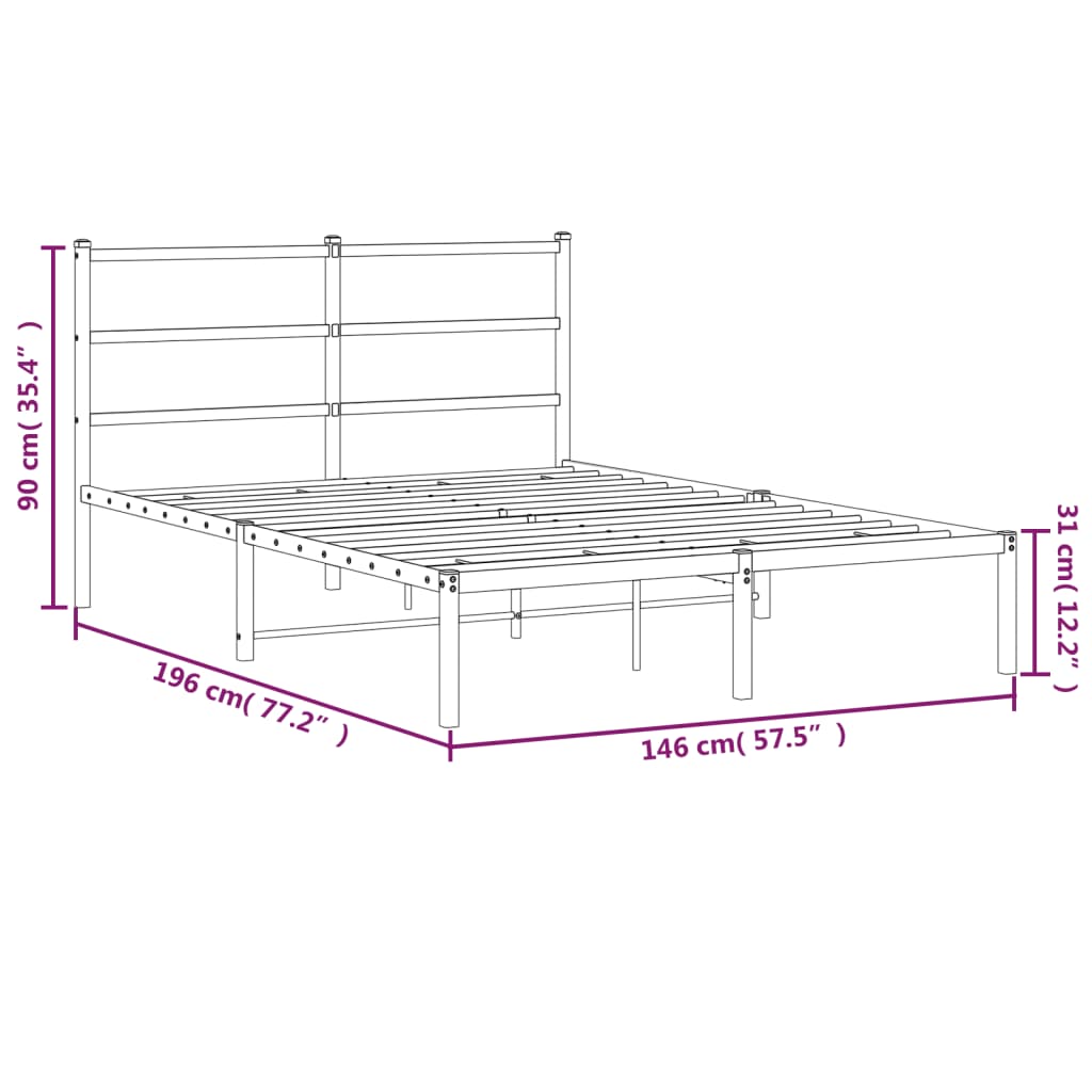 vidaXL Bettgestell mit Kopfteil Metall Weiß 140x190 cm