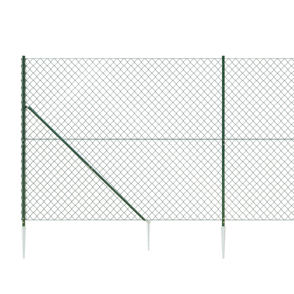 vidaXL Maschendrahtzaun mit Erdspießen Grün 2x10 m