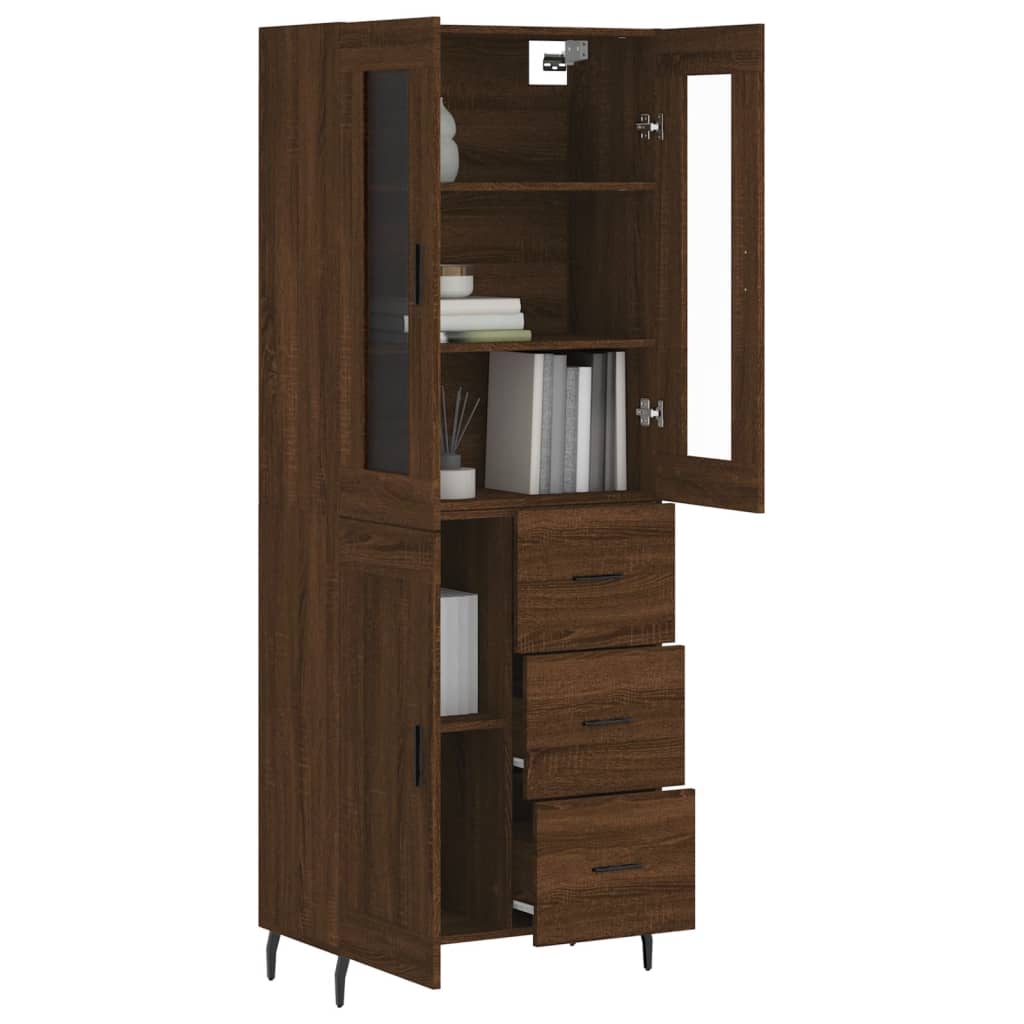 vidaXL Highboard Braun Eichen-Optik 69,5x34x180 cm Holzwerkstoff