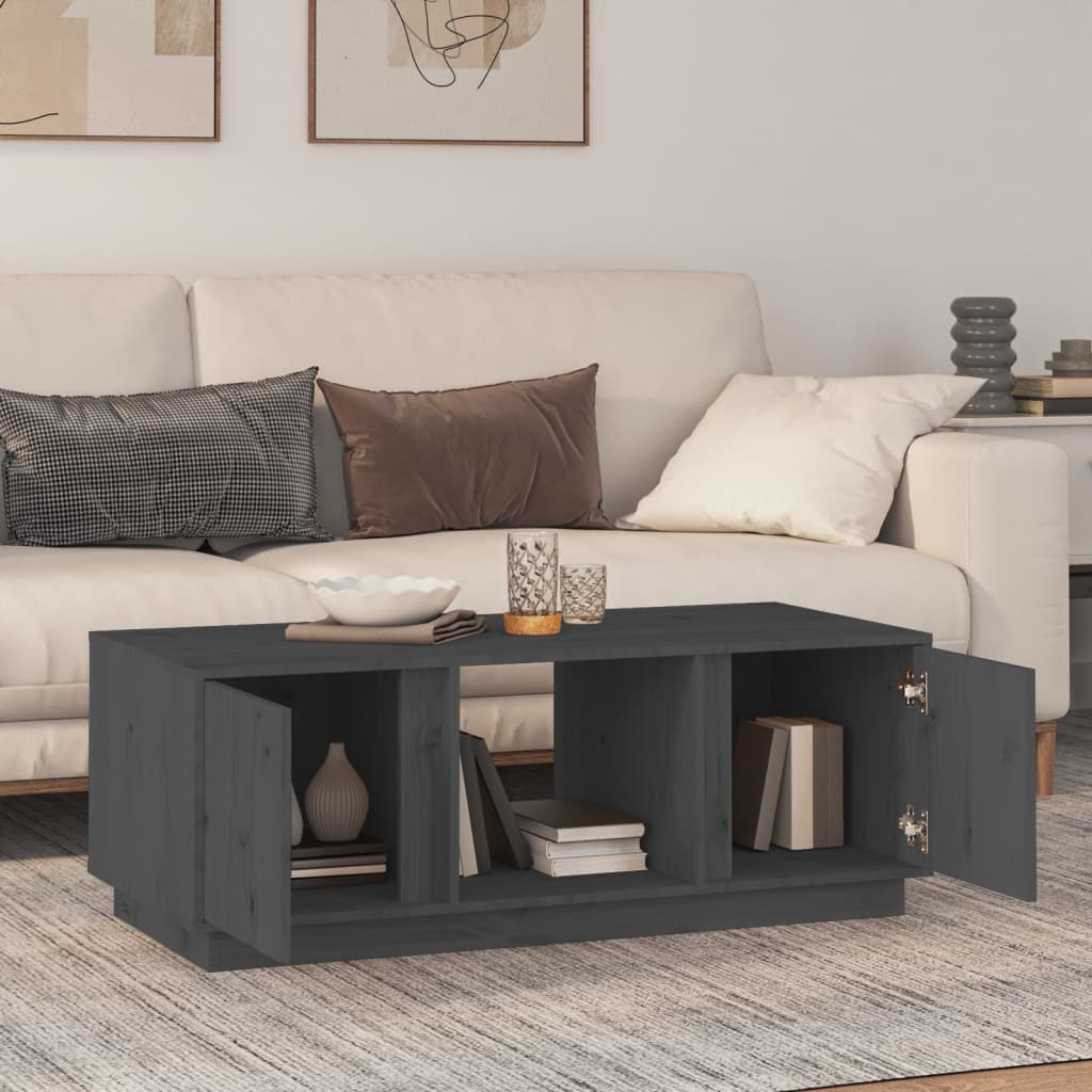 vidaXL Couchtisch Grau 110x50x40 cm Massivholz Kiefer