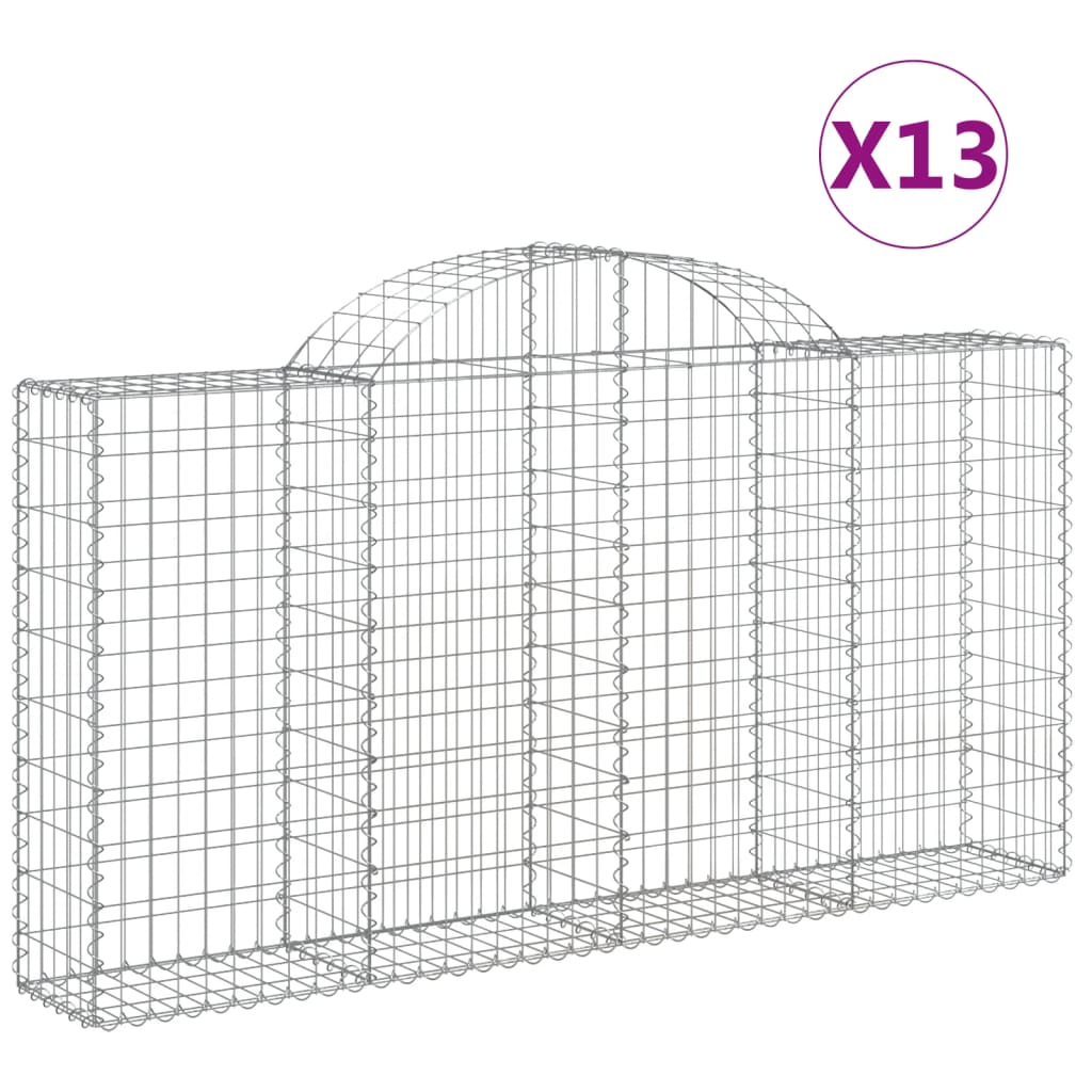 vidaXL Gabionen mit Hochbogen 13Stk. 200x30x100/120cm Verzinktes Eisen