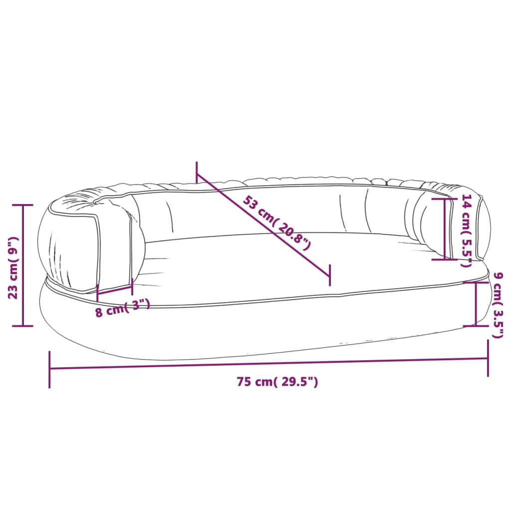 vidaXL Hundebett Ergonomisch Schaumstoff Dunkelblau 75x53cm Kunstleder