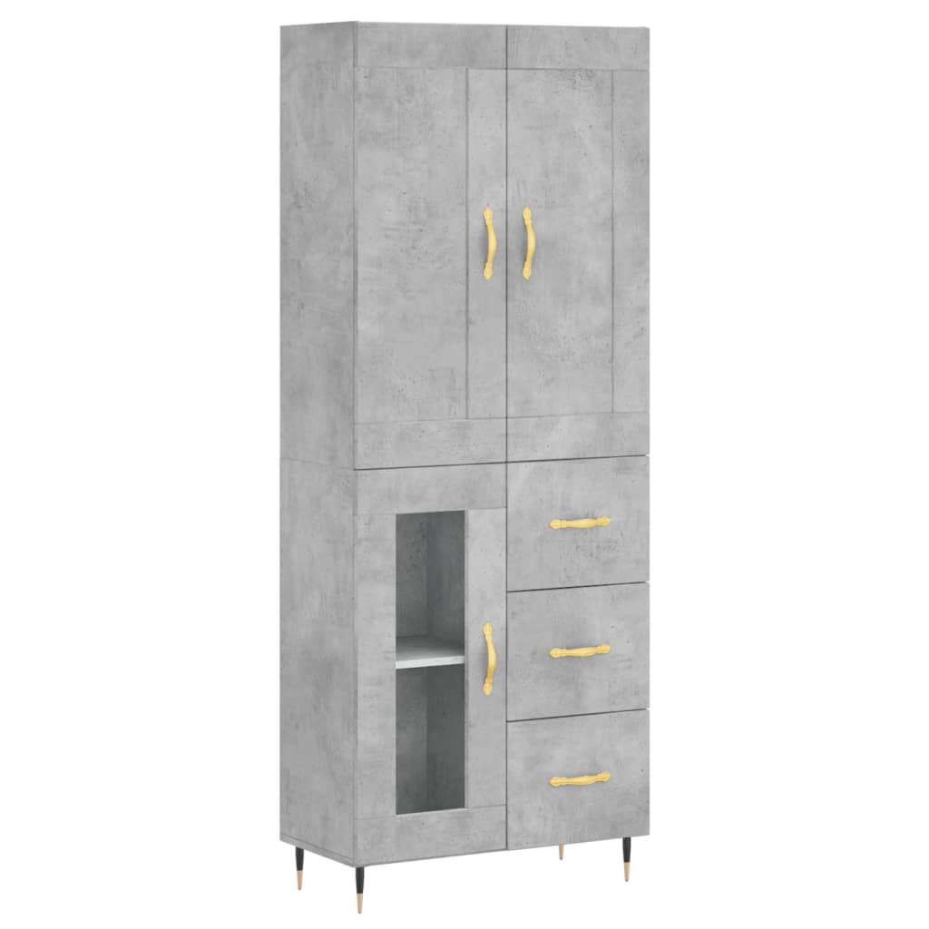 vidaXL Highboard Betongrau 69,5x34x180 cm Holzwerkstoff