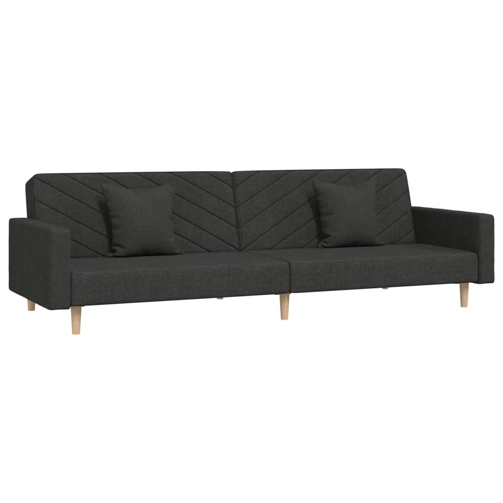 vidaXL Schlafsofa 2-Sitzer mit 2 Kissen Schwarz Stoff