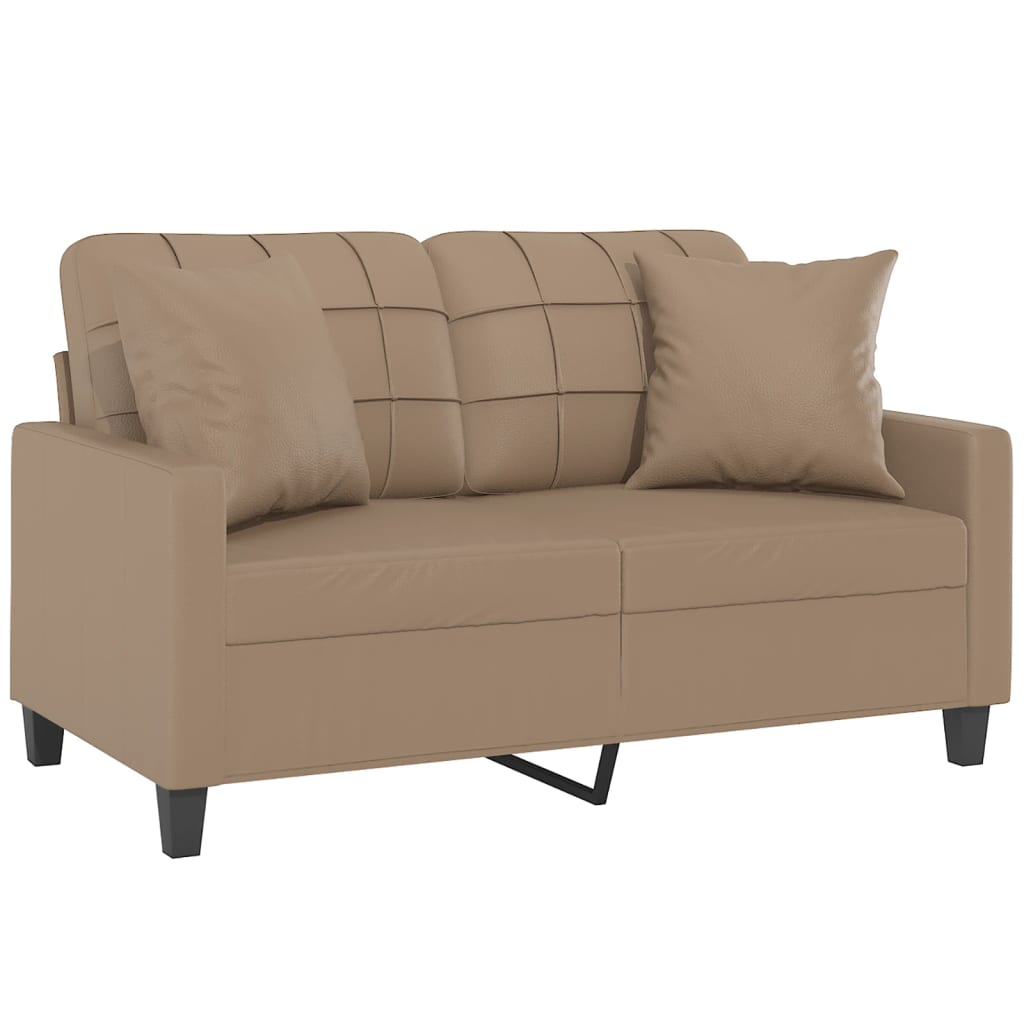 vidaXL 2-Sitzer-Sofa mit Zierkissen Cappuccino-Braun 120 cm Kunstleder