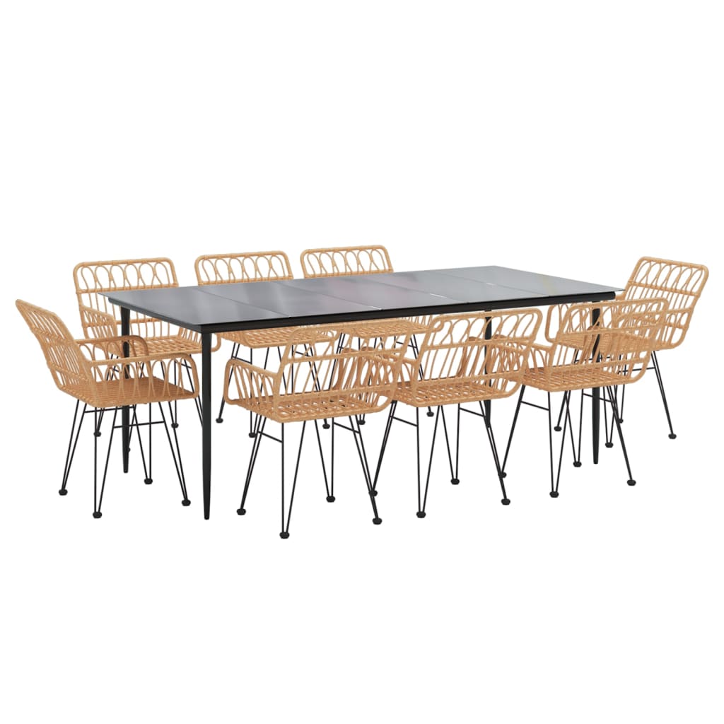 vidaXL 9-tlg. Garten-Essgruppe Poly Rattan