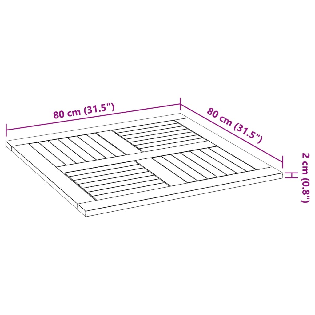 vidaXL Tischplatte 80x80x2,2 cm Quadratisch Massivholz Akazie