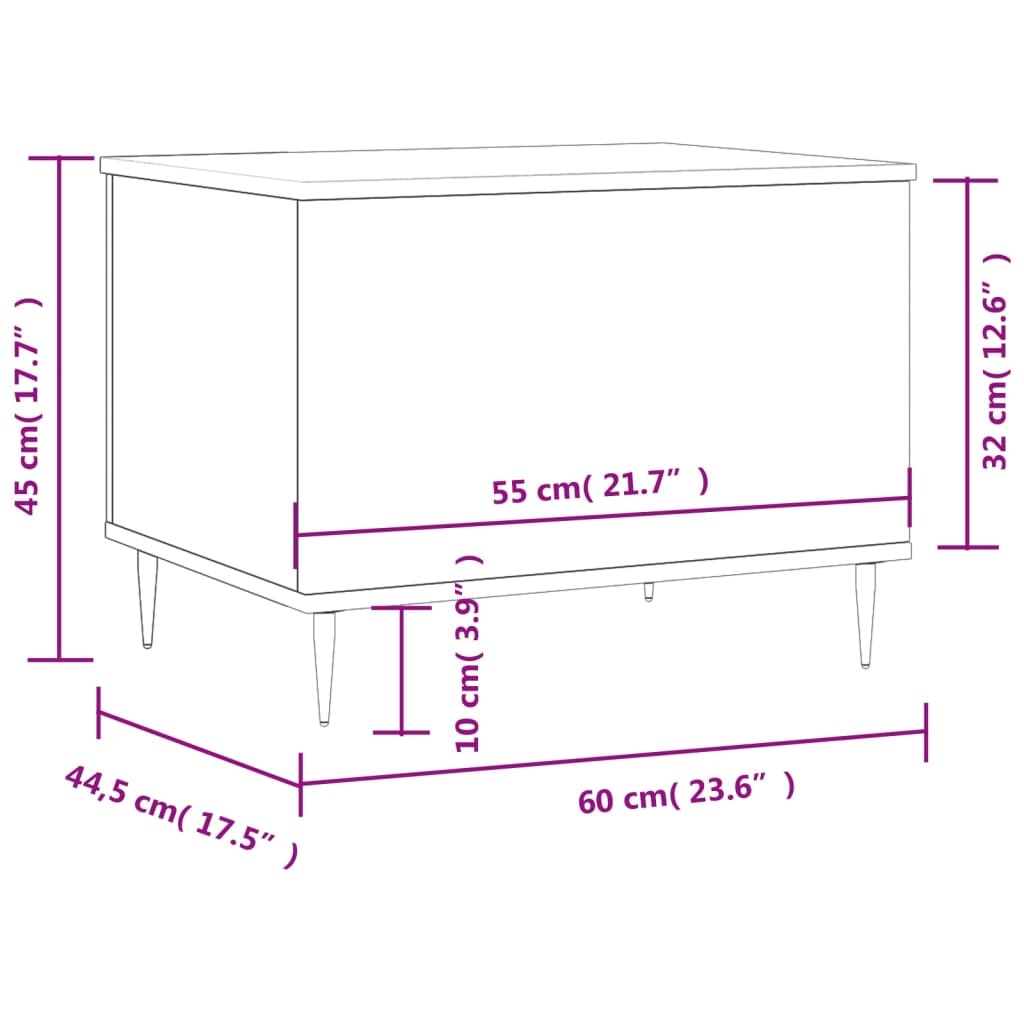 vidaXL Couchtisch Räuchereiche 60x44,5x45 cm Holzwerkstoff