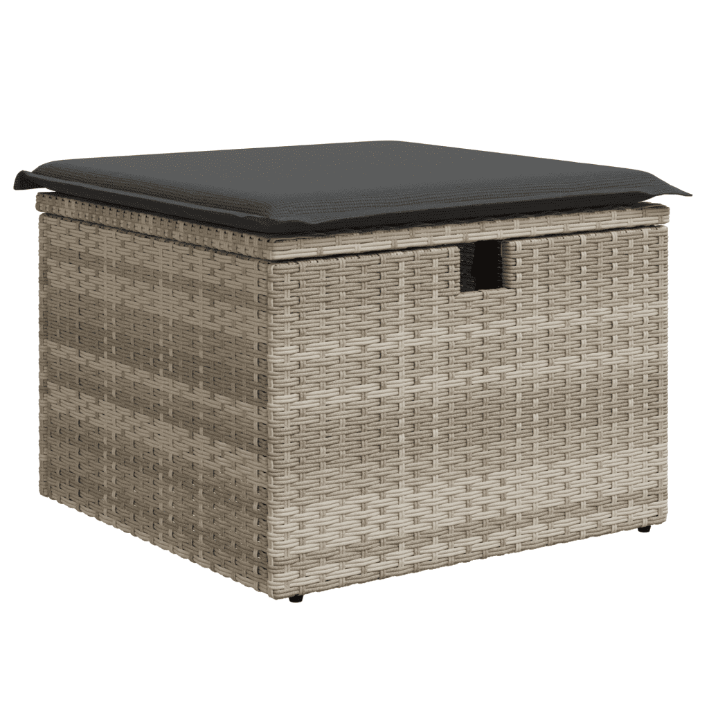 vidaXL 7-tlg. Garten-Sofagarnitur mit Kissen Hellgrau Poly Rattan